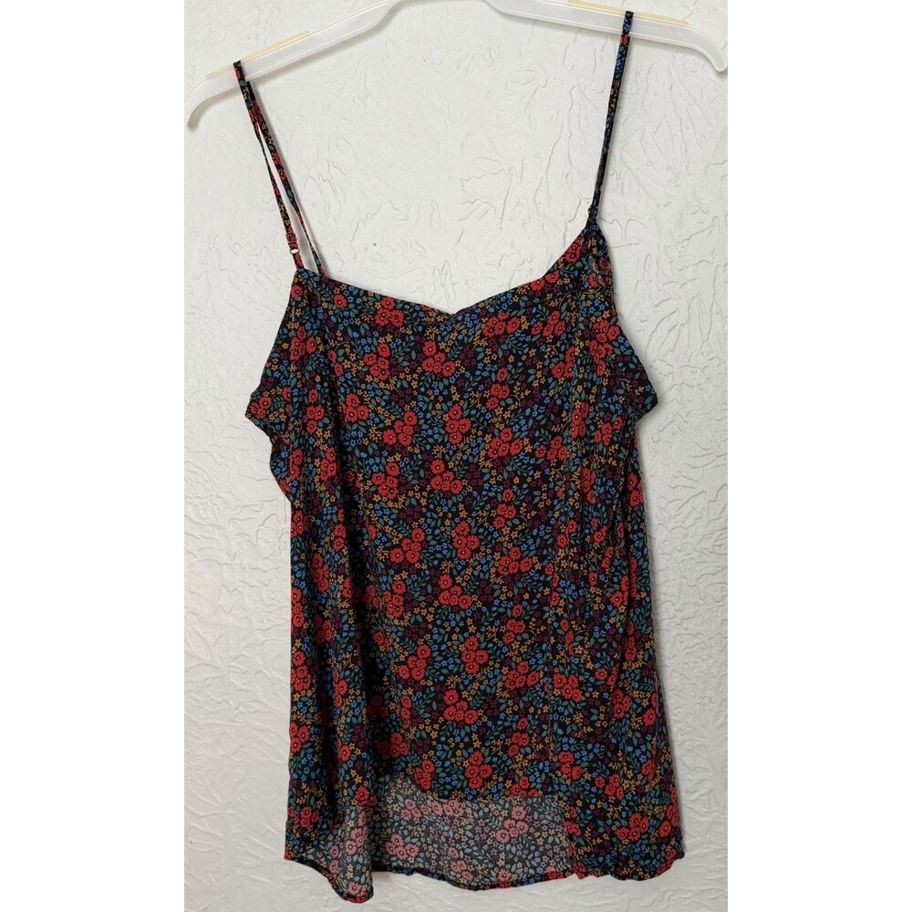 Gap Floral Cami Tank Top XL Black Red Flowy Black Ditsy Cottagecore Y2K Layer